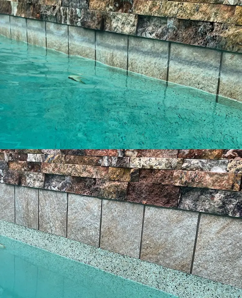Restored pool tile and stone